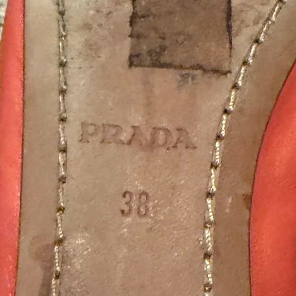 Prada | Leather Two-tone Ballet Flats | Pink/Coral | Size: EU 38 - Picture 2 of 10